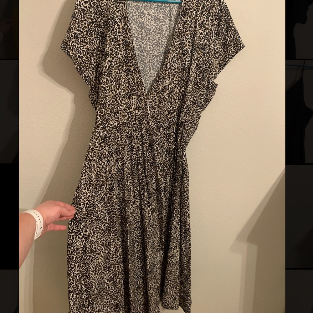 Midi cheetah dress with tie waist